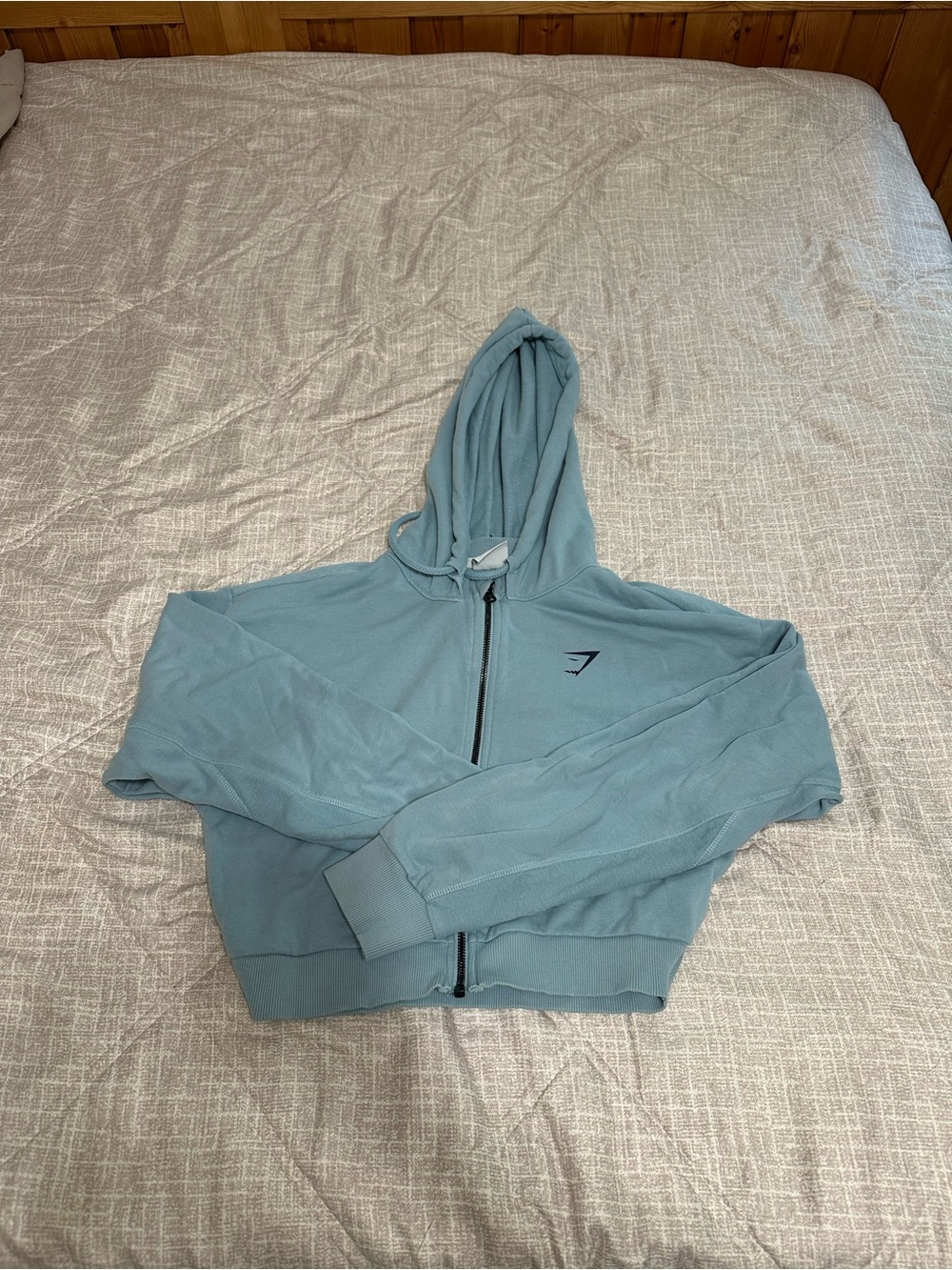Gymshark Pale Blue Cropped Zip Hoodie for Women